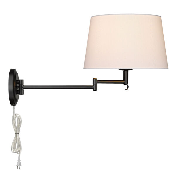 Eleanor Matte Black and White One-Light Articulating Wall Sconce, image 3